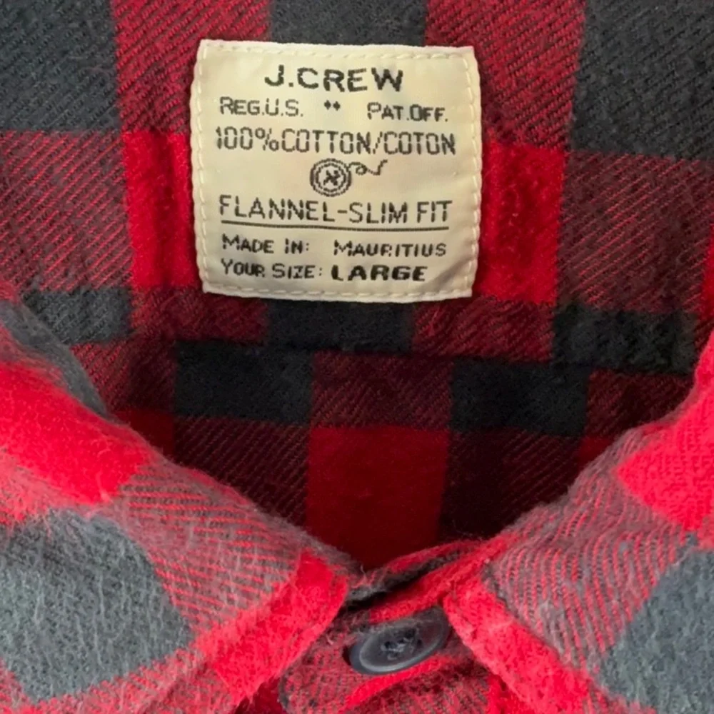J. Crew Red and Black Plaid Men's Shirt